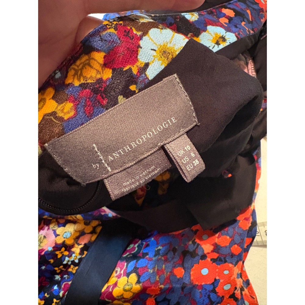 Anthropologie Mini Dress Women Size 6 Floral Flutter Sleeve Boho Summer - Picture 6 of 8